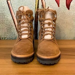 Suede shearling hiking boots